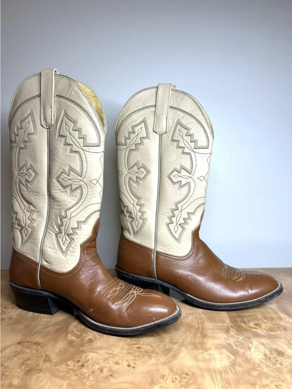 Anderson Bean Men's Cowboy Boots Brown Tan Leather Western Boots Size 9D Rodeo